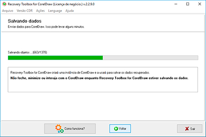 Transferência do file para CorelDRAW